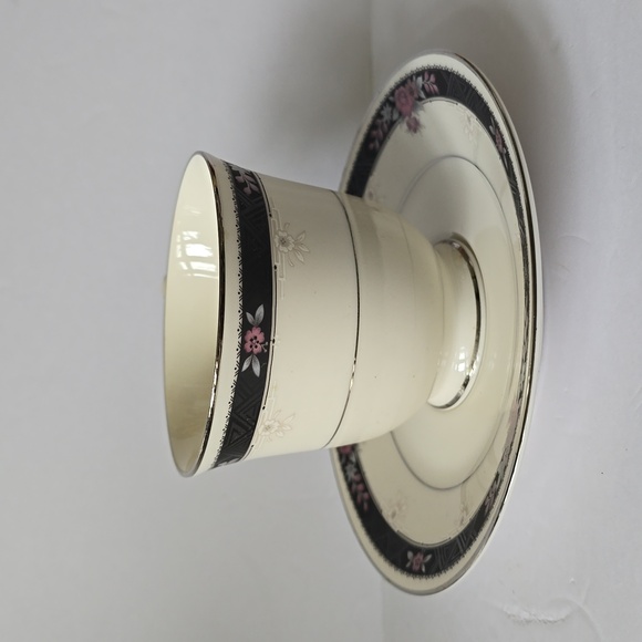 Noritake Etienne Ivory China Footed Coffee Mug Tea Cup And Saucer 7260 Japan - Picture 5 of 16